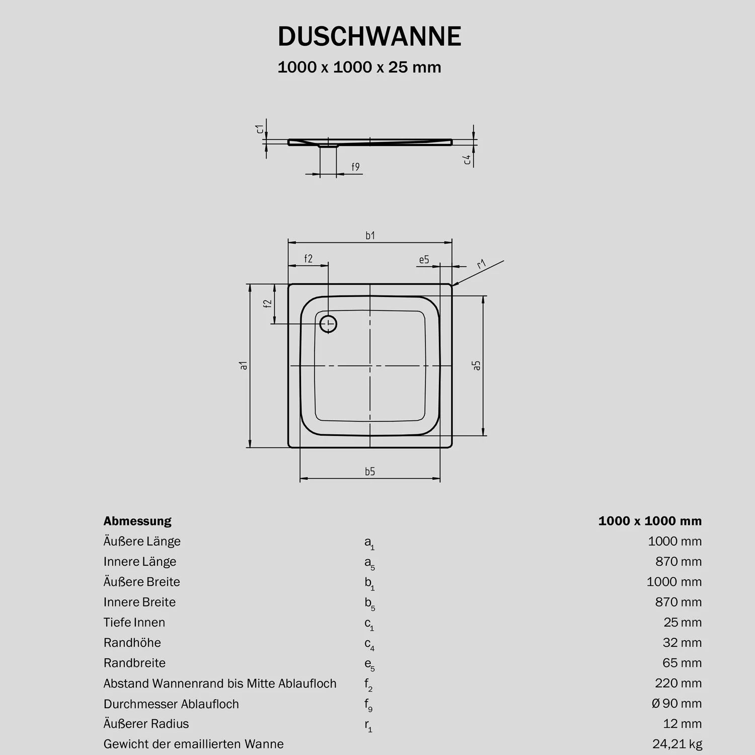 Sturotec Sturo superflat Duschwanne 100 x 100 x 2,5 cm Bild 4