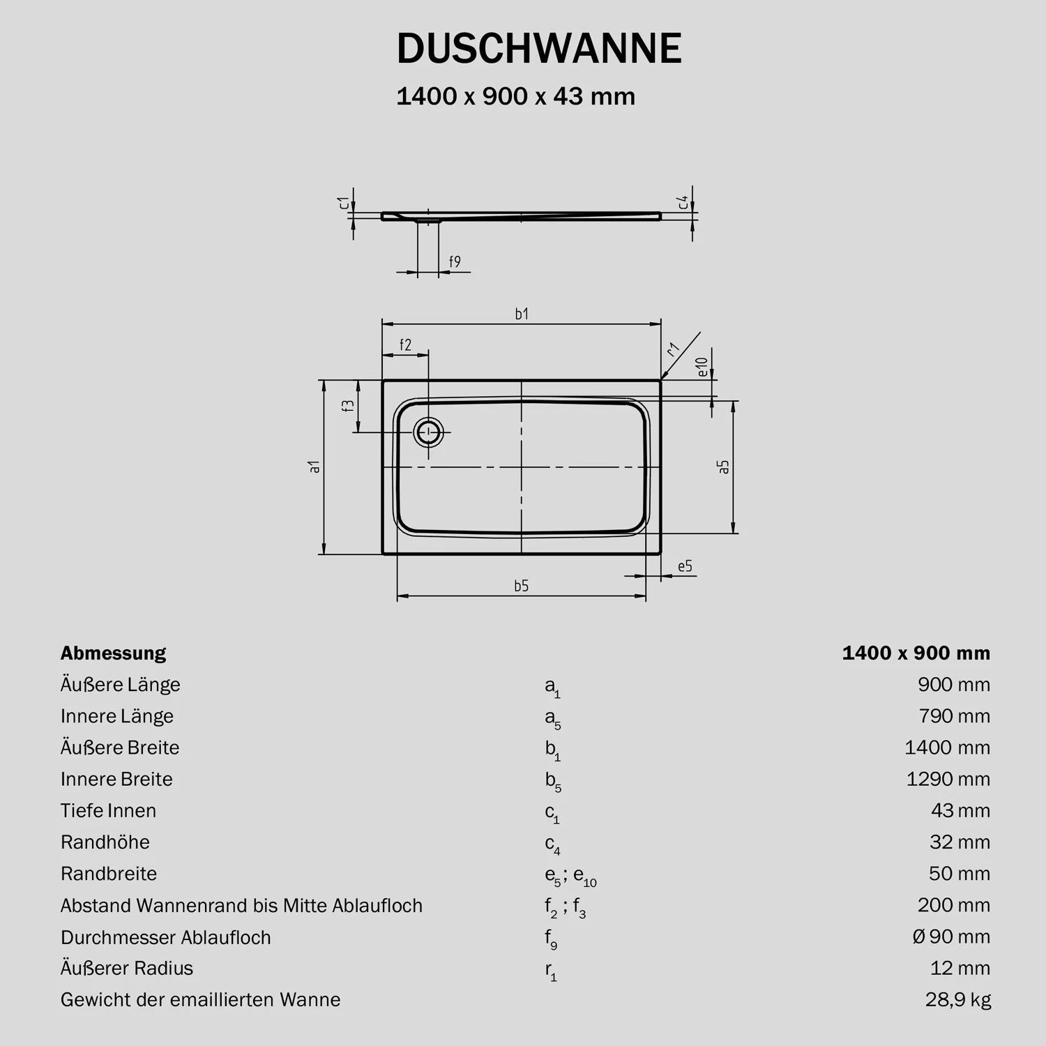 Sturotec Sturo flat Duschwanne 140 x 90 x 4,3 cm Bild 4