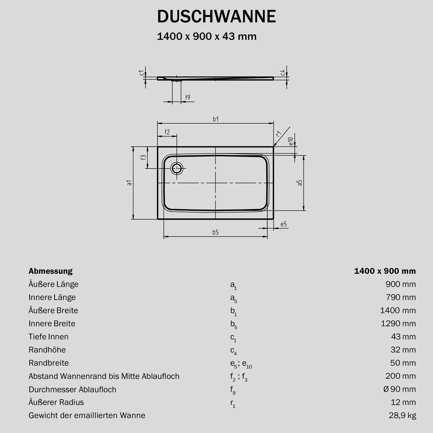 Sturotec Sturo flat Duschwanne 140 x 90 x 4,3 cm Bild 2