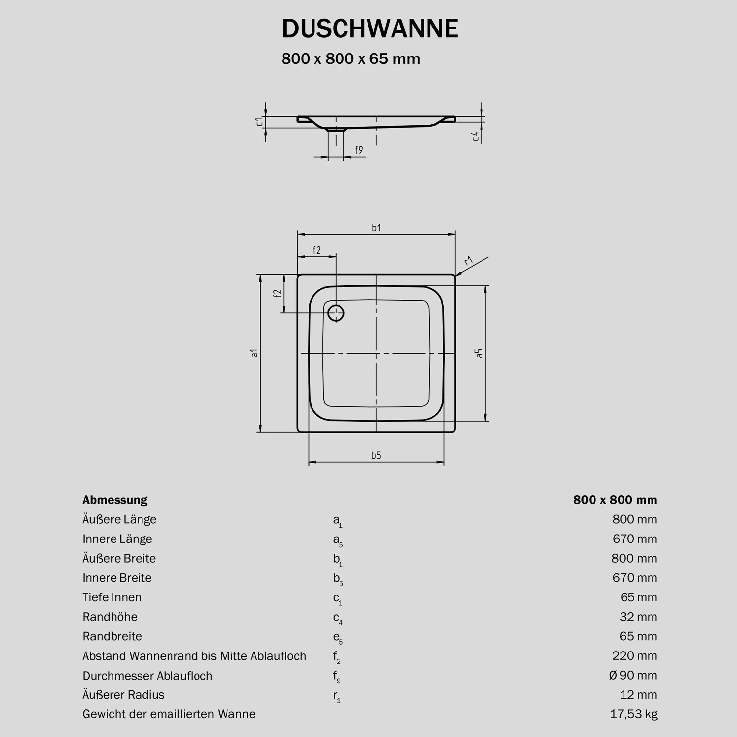 Sturotec Sturo flat Duschwanne 80 x 80 x 6,5 cm Bild 3