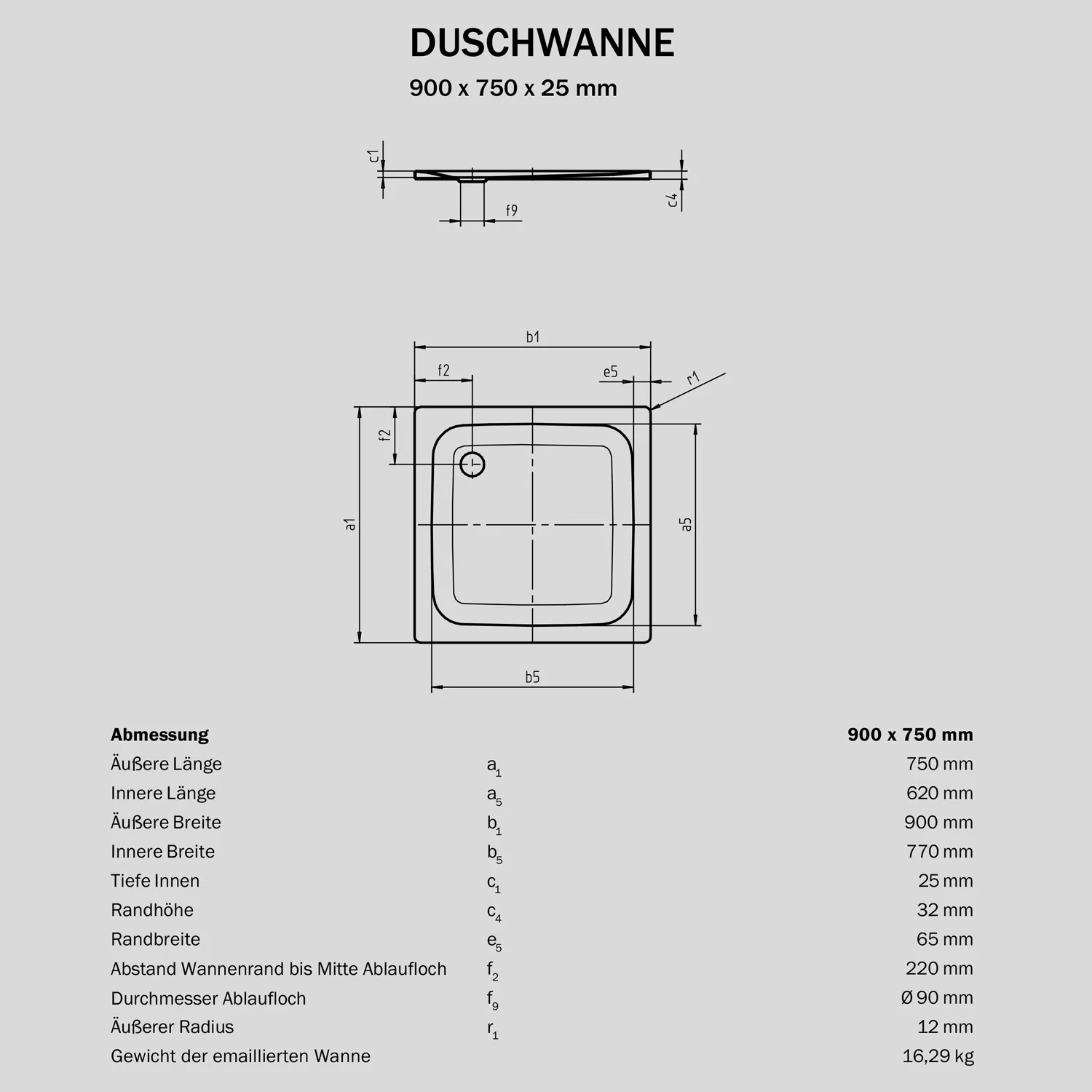 Sturotec Sturo superflat Duschwanne 90 x 75 x 2,5 cm Bild 4