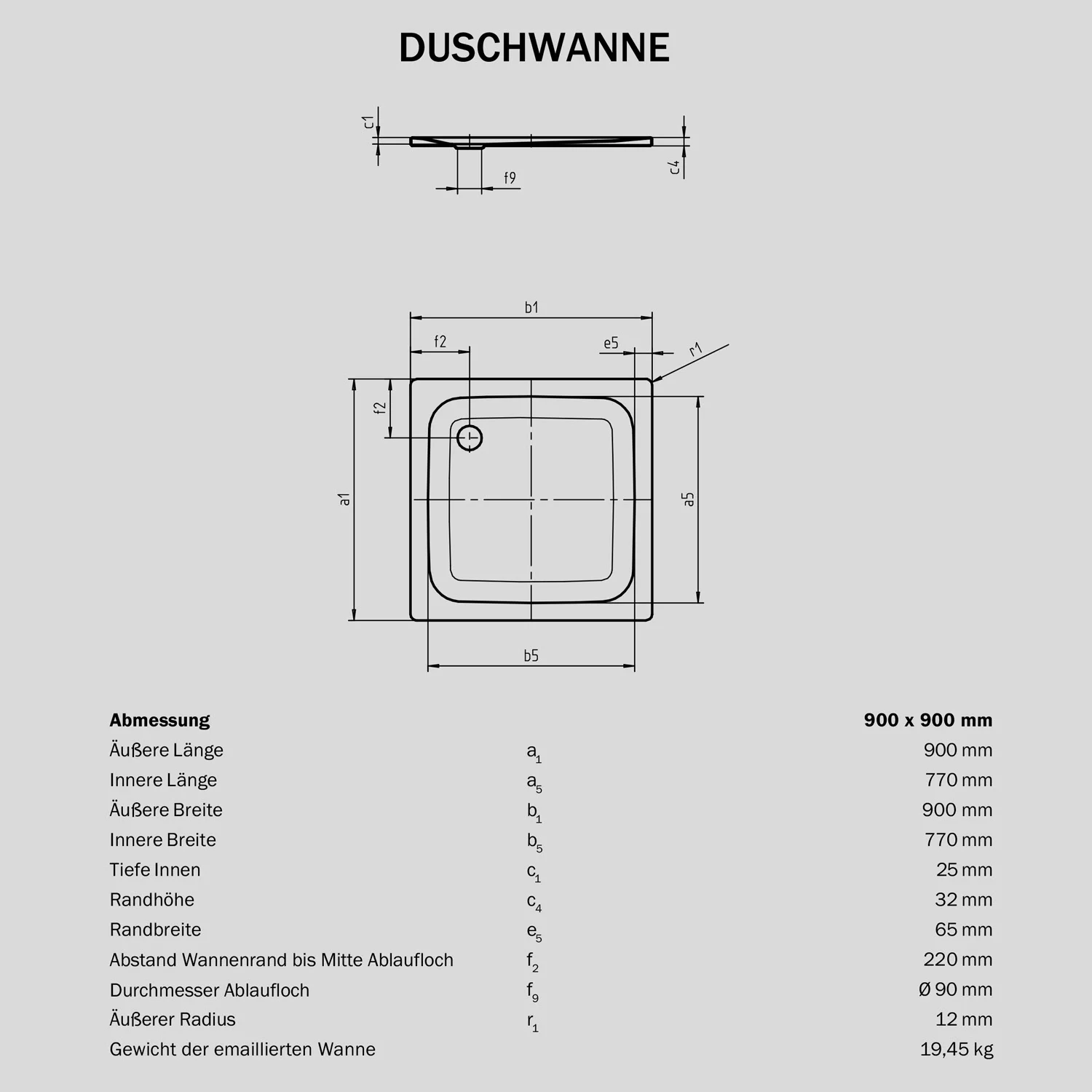 Sturotec Sturo superflat Duschwanne 90 x 90 x 2,5 cm Bild 2