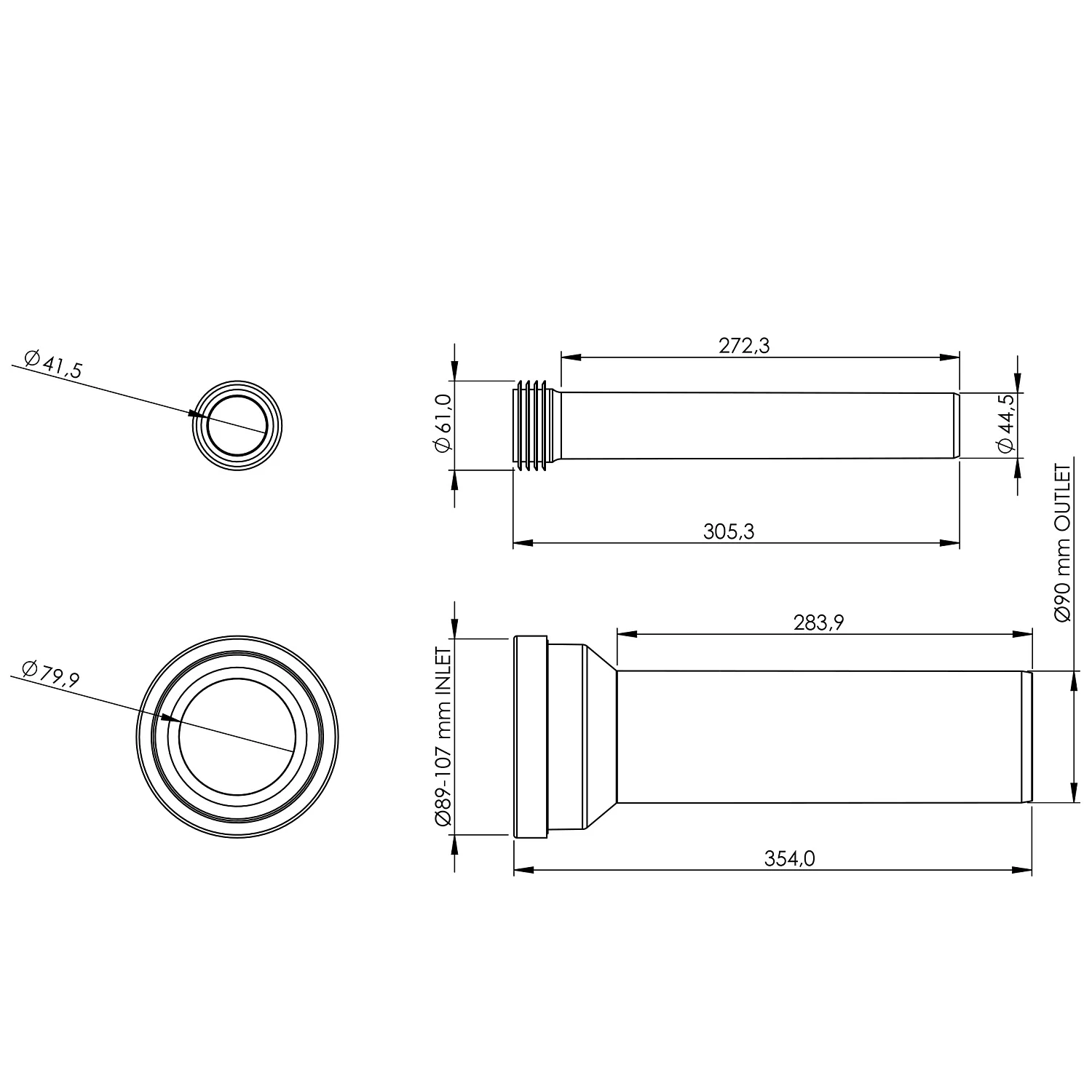 Sturotec Anschlussgarnitur für Wand-WC 35 cm lang Bild 2