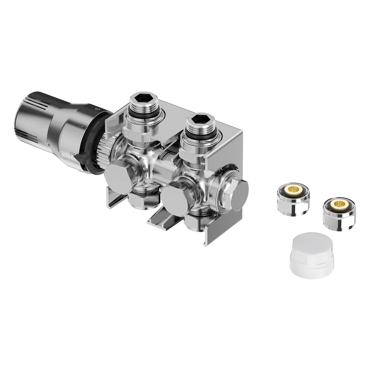 Sturotec Anschlussset Multiblock für Mittelanschluss 5 cm inkl. Thermostatkopf Bild 2