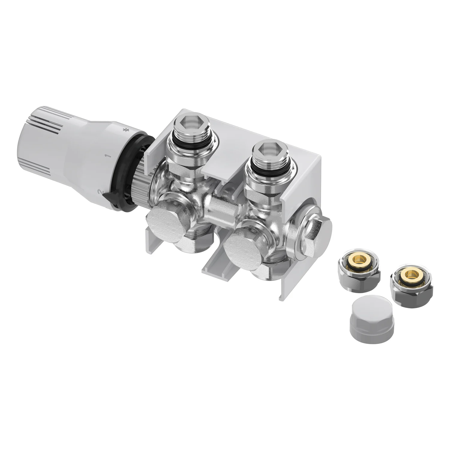 Sturotec Anschlussset Multiblock für Mittelanschluss 5 cm inkl. Thermostatkopf Bild 2