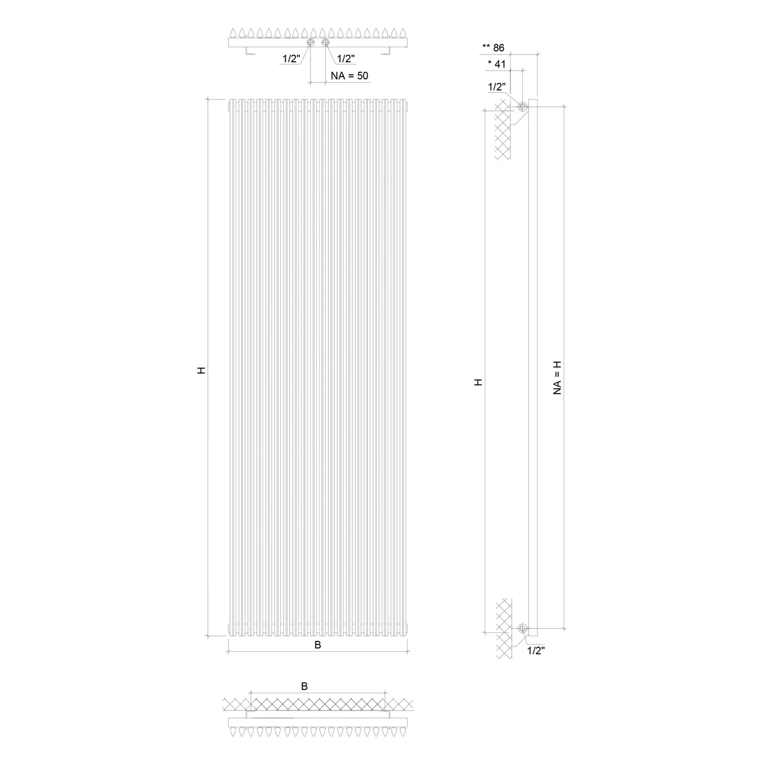 Sturotec Room 3 Heizkörper 60 x 180 cm mit Mittelanschluss Bild 4