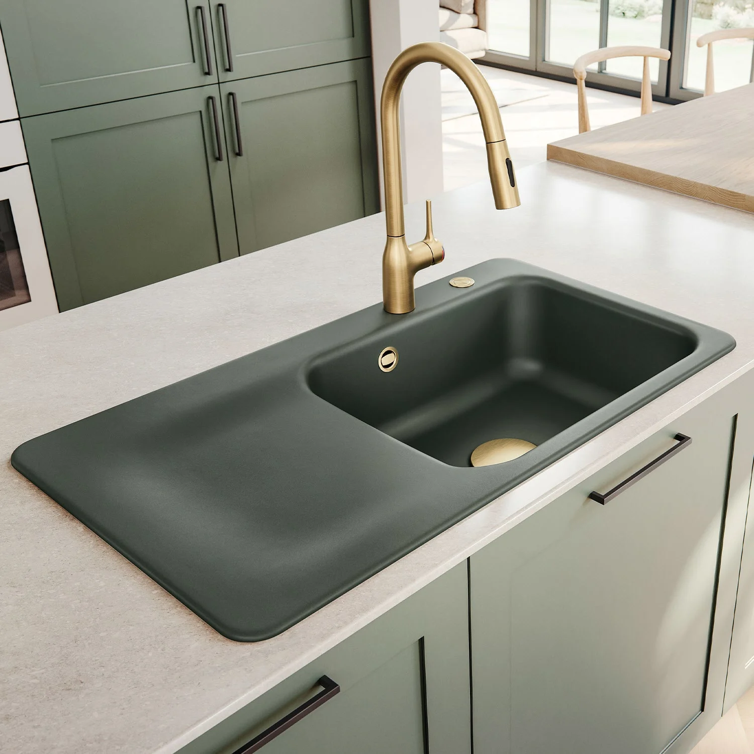 Zlewozmywak ceramiczny zainstalowany w nowoczesnej kuchni, Systemceram