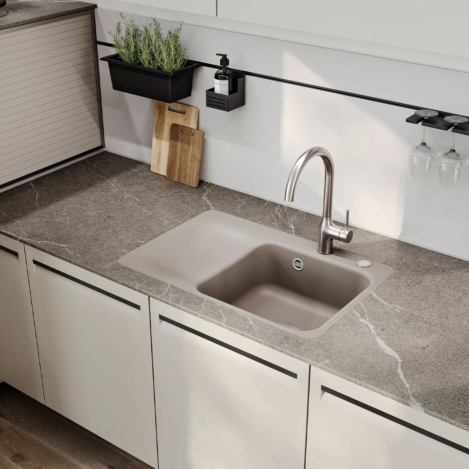 Zlewozmywak ceramiczny zintegrowany z blatem kuchennym, Systemceram