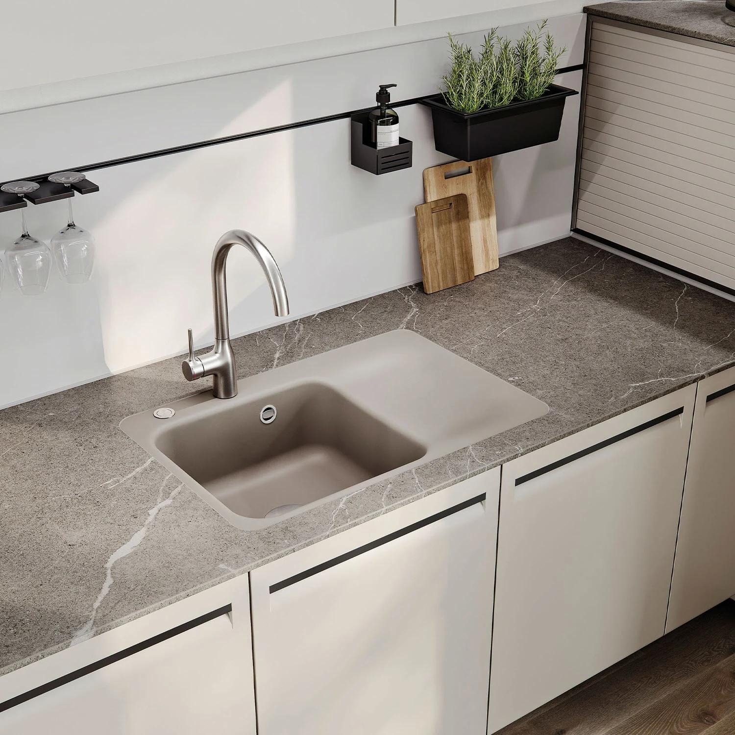 Zlewozmywak ceramiczny zintegrowany z blatem kuchennym, Systemceram