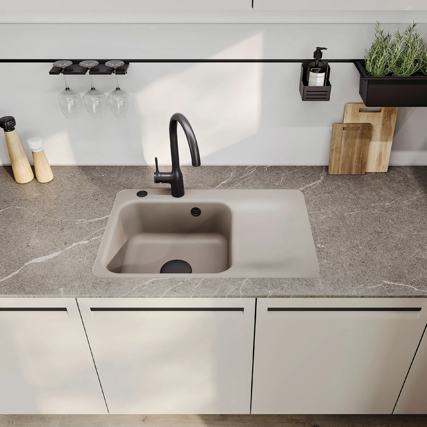Zlewozmywak ceramiczny zintegrowany z blatem kuchennym, Systemceram