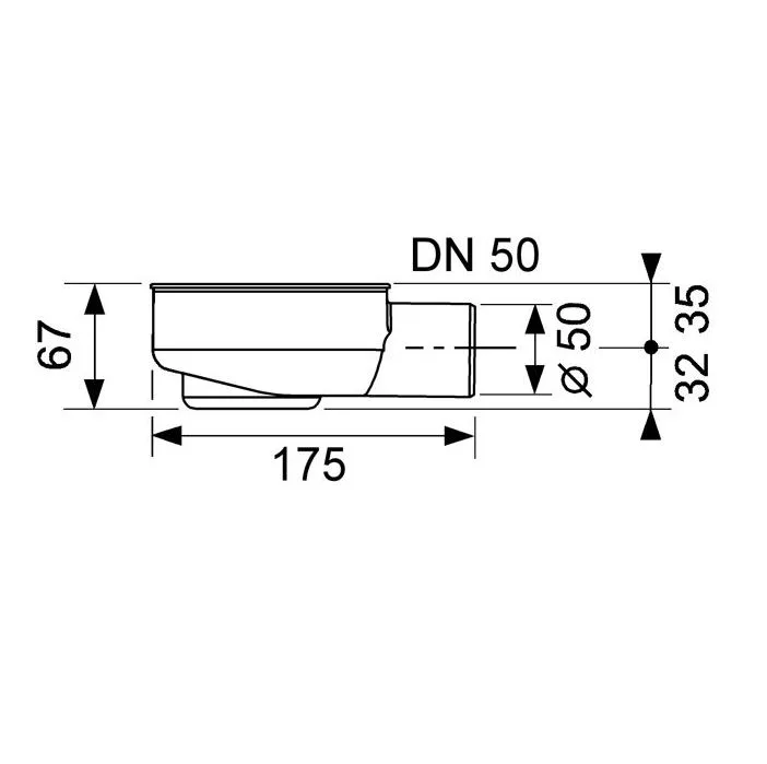 TECE TECEdrainline Ablauf flach, DN 50 Auslauf seitlich Bild 4