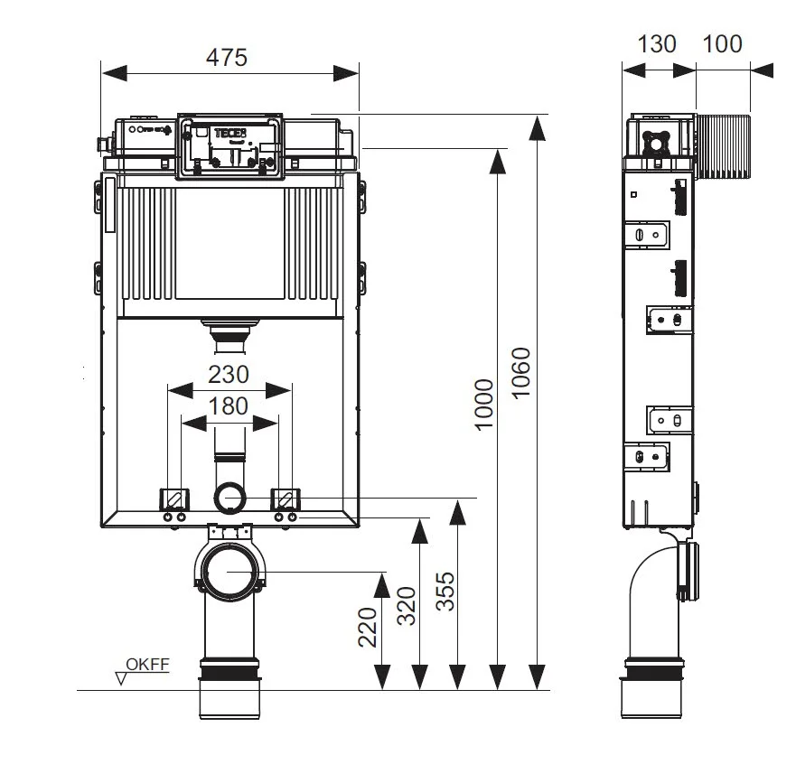 TECE TECEbox WC-Modul mit Uni-Spülkasten, Bauhöhe 106 cm Bild 2