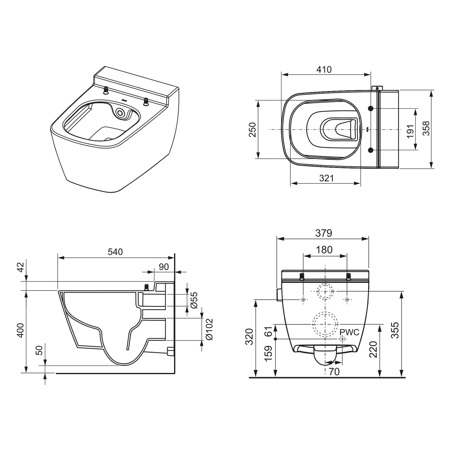 TECE TECEone Dusch WC Kaltwasser incl. Deckel Bild 4