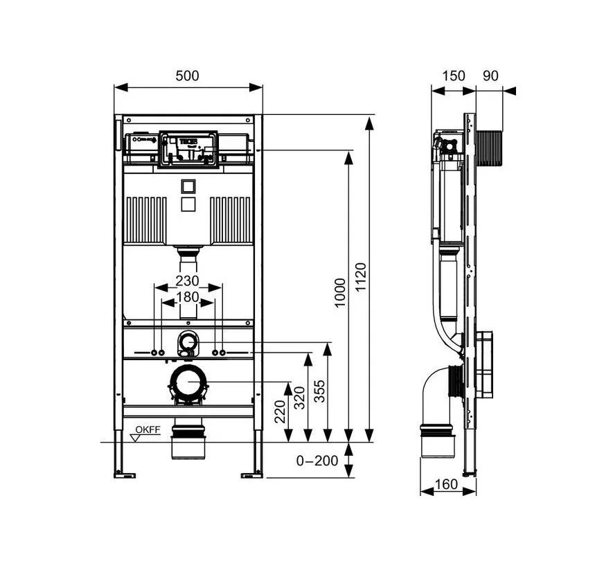 TECE TECEprofil WC-Modul mit Uni Spülkasten, Bauhöhe 112 cm Bild 2
