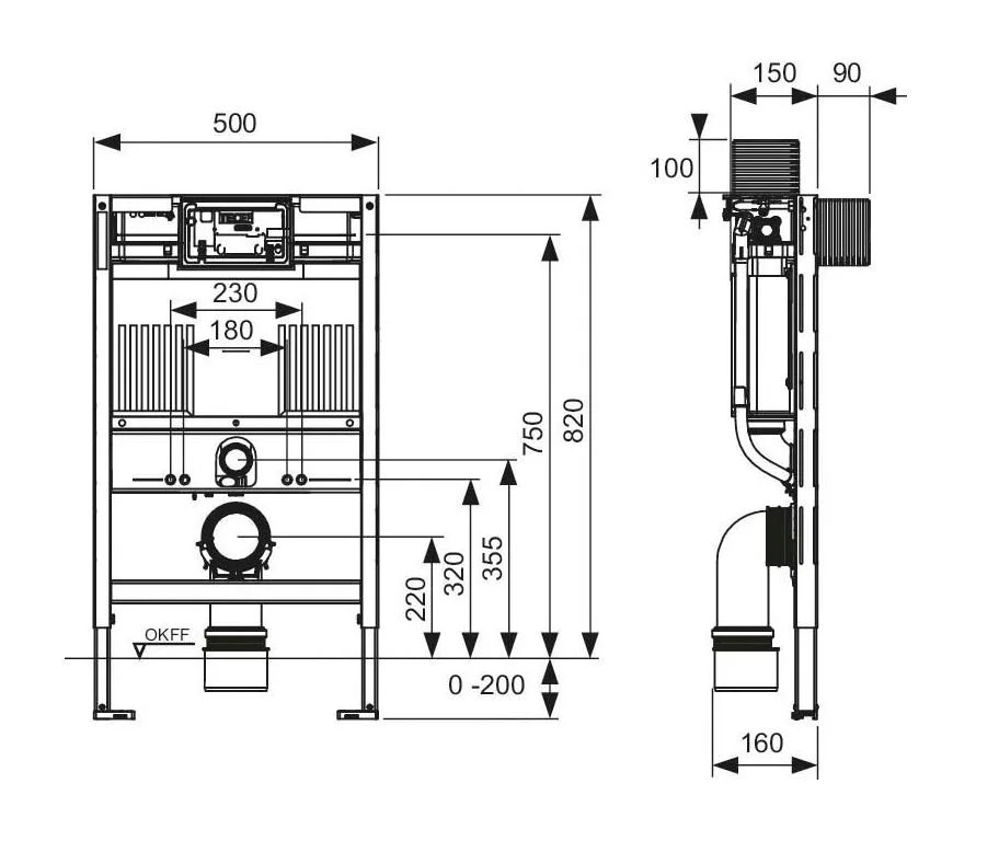 TECE TECEprofil WC-Modul mit Uni Spülkasten, Bauhöhe 82 cm Bild 2