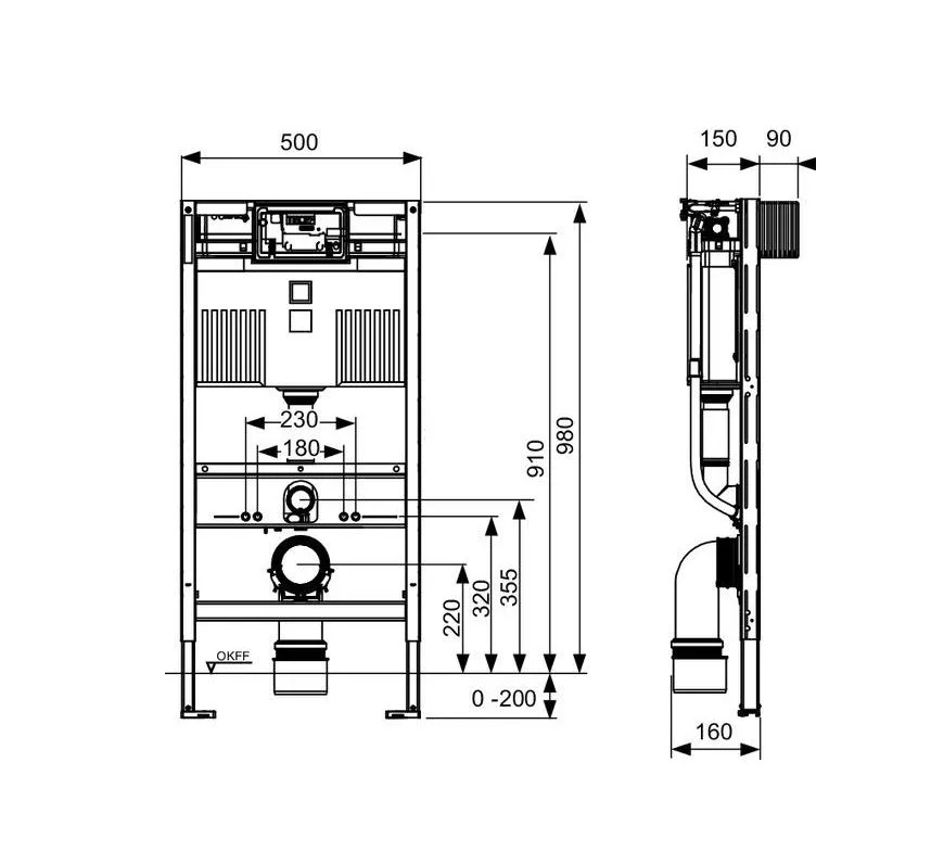 TECE TECEprofil WC-Modul mit Uni Spülkasten, Bauhöhe 98 cm Bild 2