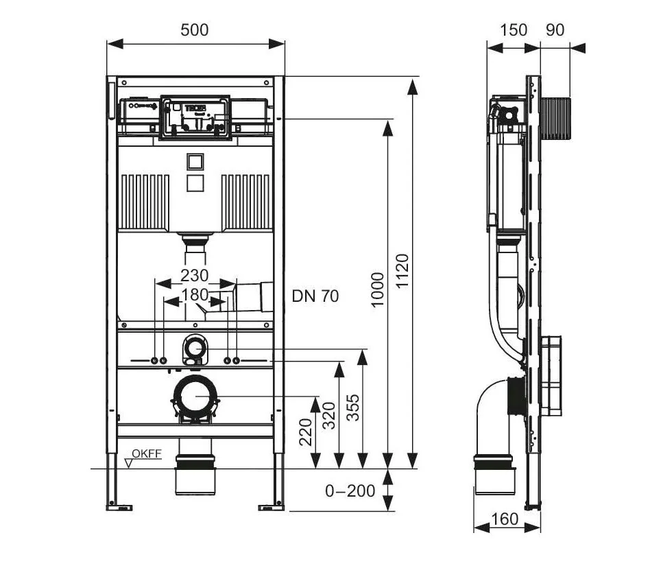 TECE TECEprofil WC-Modul mit Uni Spülkasten, mit Anschluss für Geruchsabsaugung Bild 2