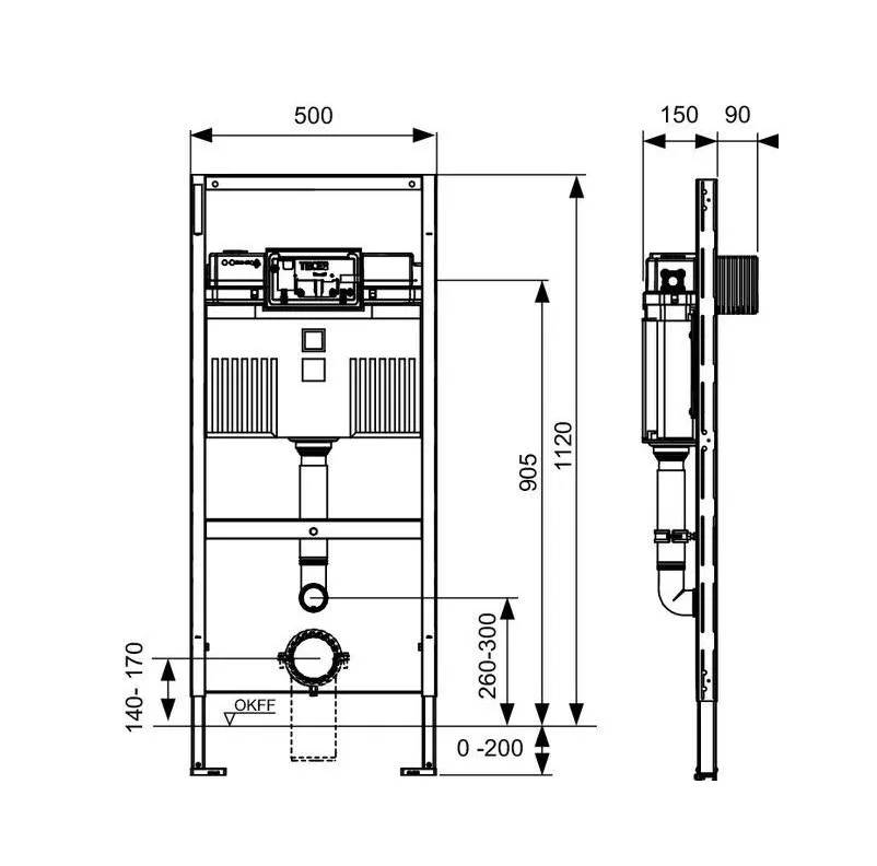 TECE TECEprofil WC-Modul mit Uni-Spülkasten für Kinder-Stand-WC, Bauhöhe 112 cm Bild 2
