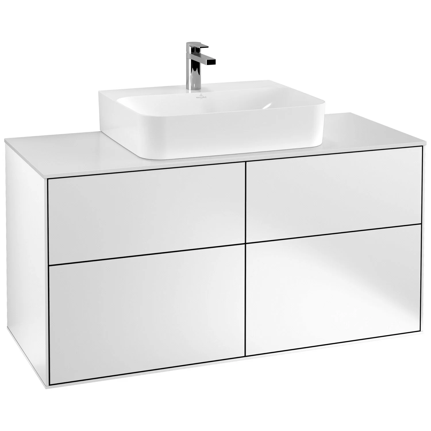 Villeroy & Boch Finion Waschtischunterschrank 120 cm mit Abdeckplatte und LED Wandbeleuchtung