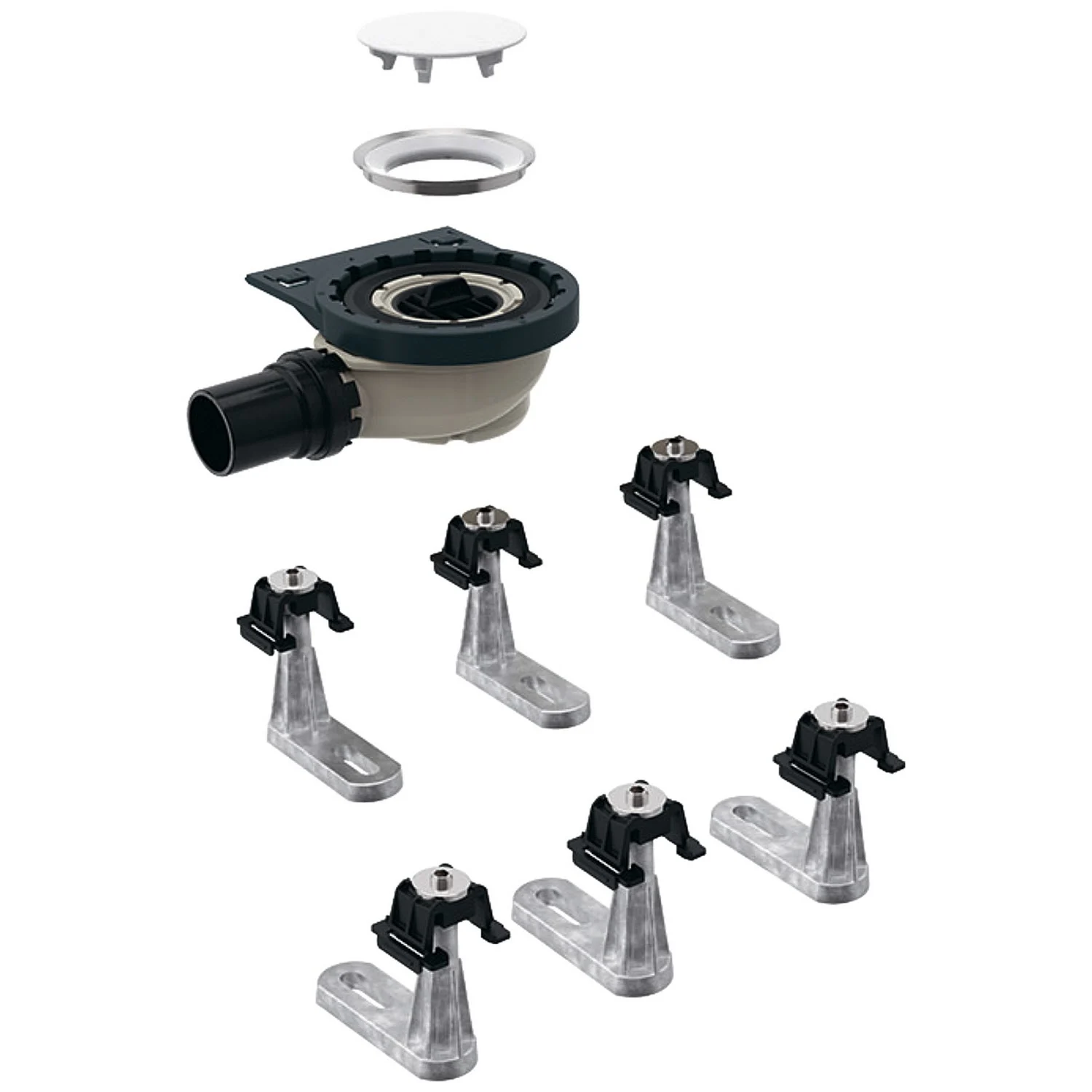 Geberit Rohbauset, zu Setaplano Duschfläche, Sperrwasserhöhe 5 cm, mit 6 Füßen Geberit Rohbauset, zu Setaplano Duschfläche, Sperrwasserhöhe 5 cm, mit 6 Füßen