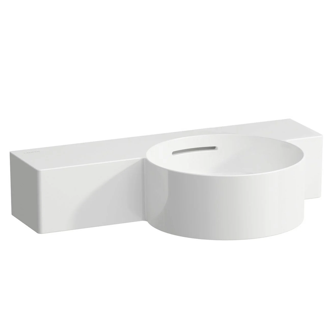 LAUFEN Val Handwaschbecken 55 x 31,5 cm, Ablage links, ohne Hahnloch, mit Überlauf