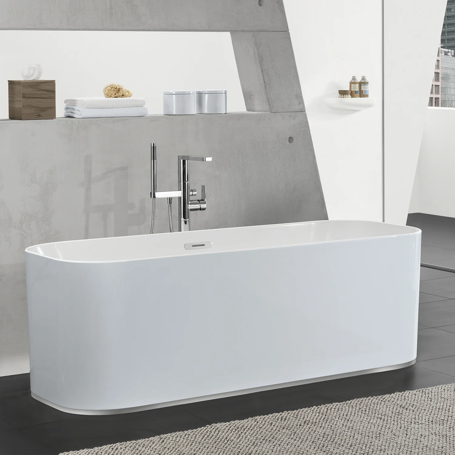 Villeroy & Boch Finion freistehende Badewanne 170 x 70 cm mit Design-Ring
