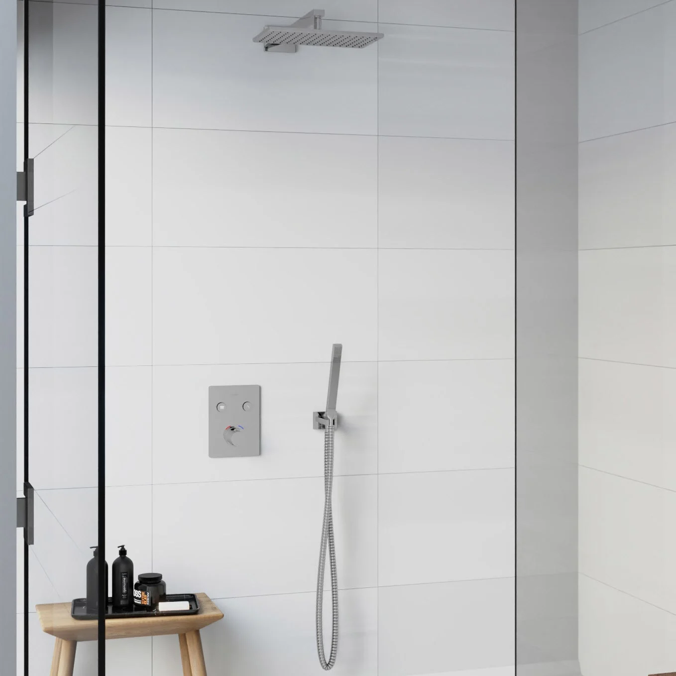 Steinberg Sensual Rain Pushtronic Set 3 eckig, Thermostat, 2 Verbraucher, mit Regenbrause 18 x 30 cm Steinberg Sensual Rain Pushtronic Set 3 eckig, Thermostat, 2 Verbraucher, mit Regenbrause 18 x 30 cm