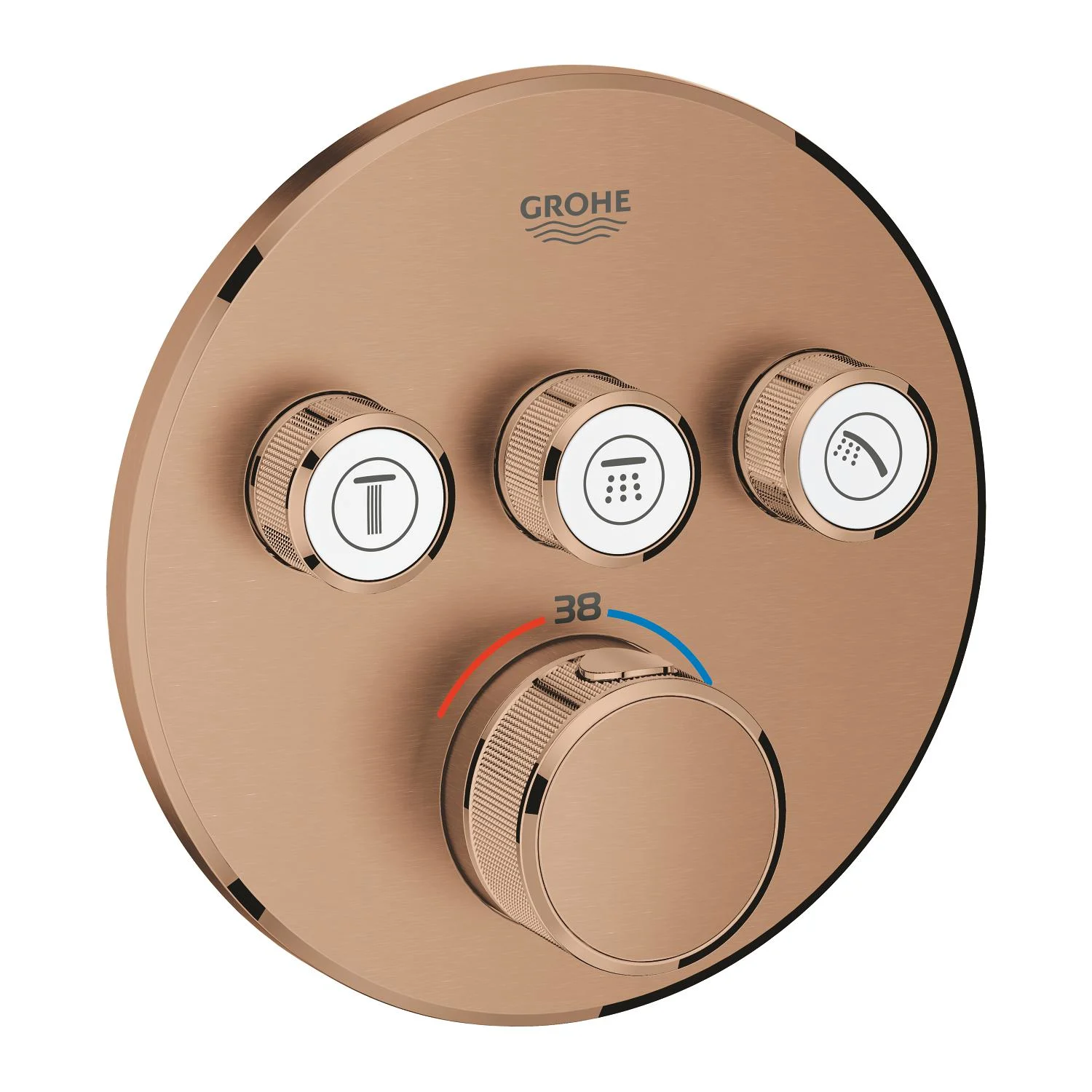 GROHE Grohtherm SmartControl Thermostat Fertigmontageset mit 3 Absperrventilen, runde Ausführung