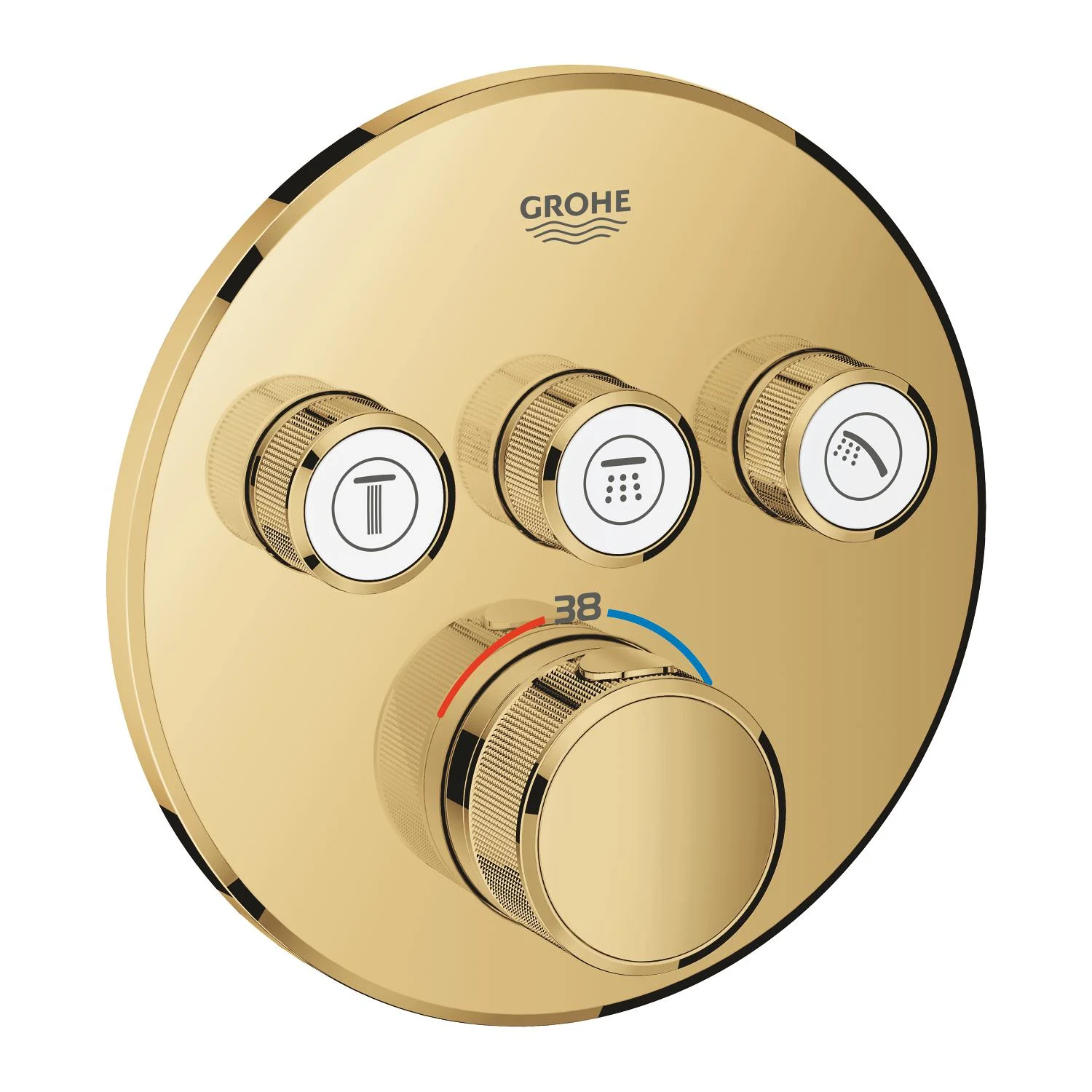 GROHE Grohtherm SmartControl Thermostat Fertigmontageset mit 3 Absperrventilen, runde Ausführung