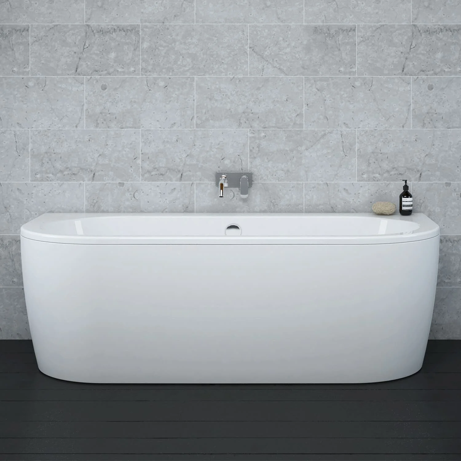 Steinkamp Life Vorwand-Badewanne 180 x 80 cm mit MT5 Ab- und Einlaufgarnitur