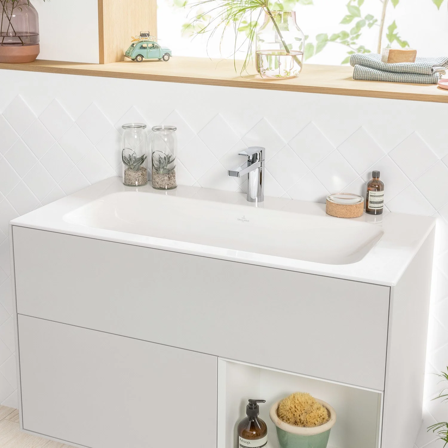 Villeroy & Boch Finion Schrankwaschtisch 100 cm mit Hahnloch, ohne Überlauf