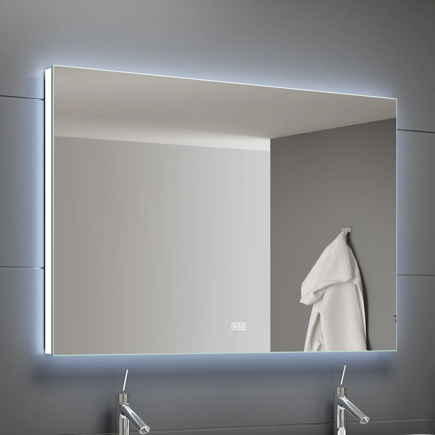 Kronenbach Nacht Badspiegel 80 x 80 cm mit LED-Beleuchtung und Dimmfunktion