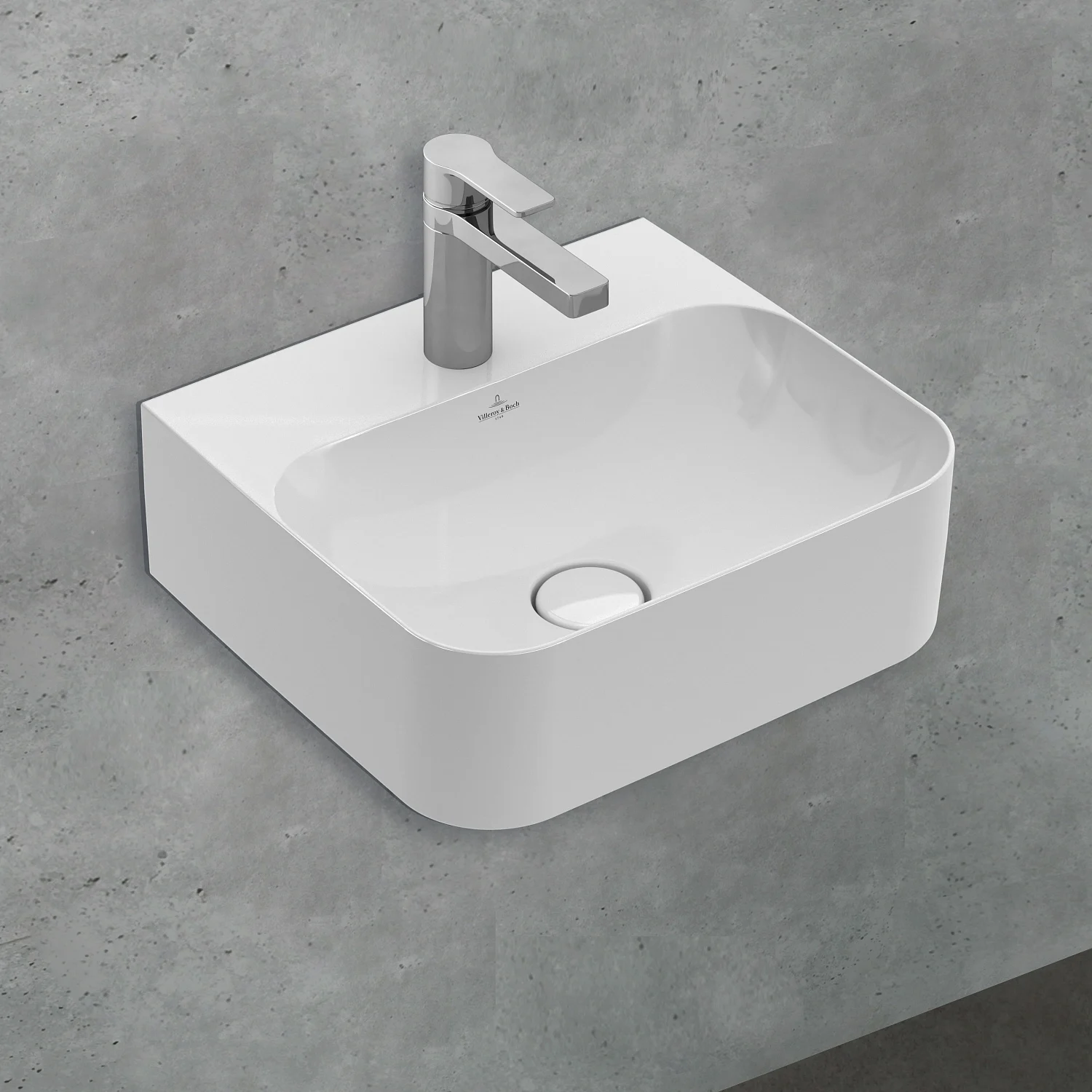 Villeroy & Boch Finion Handwaschbecken 43 x 39 cm mit Hahnloch, ohne Überlauf