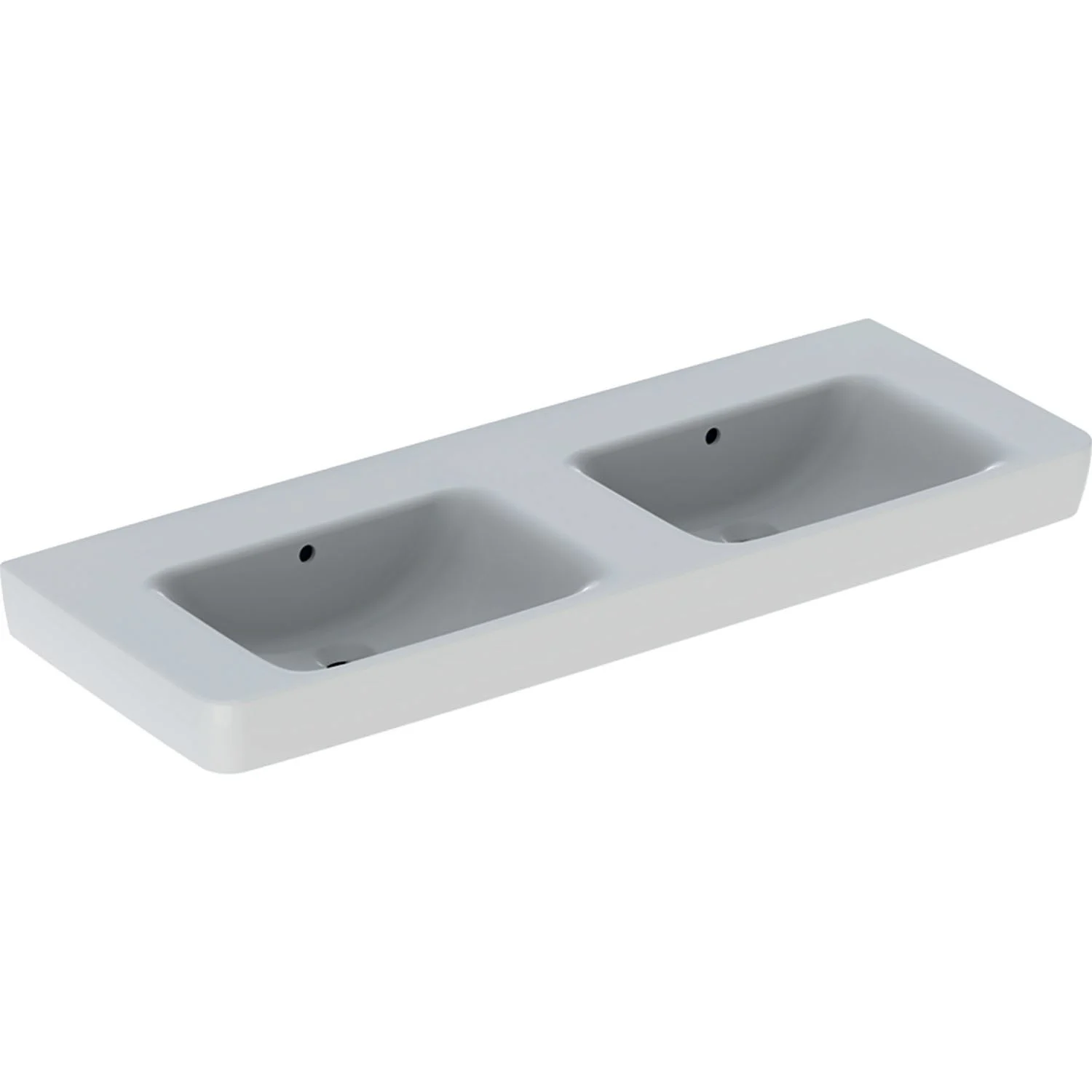 Geberit Renova Plan Doppelwaschtisch 130 cm mit Ablagefläche, ohne Hahnloch, mit Überlauf