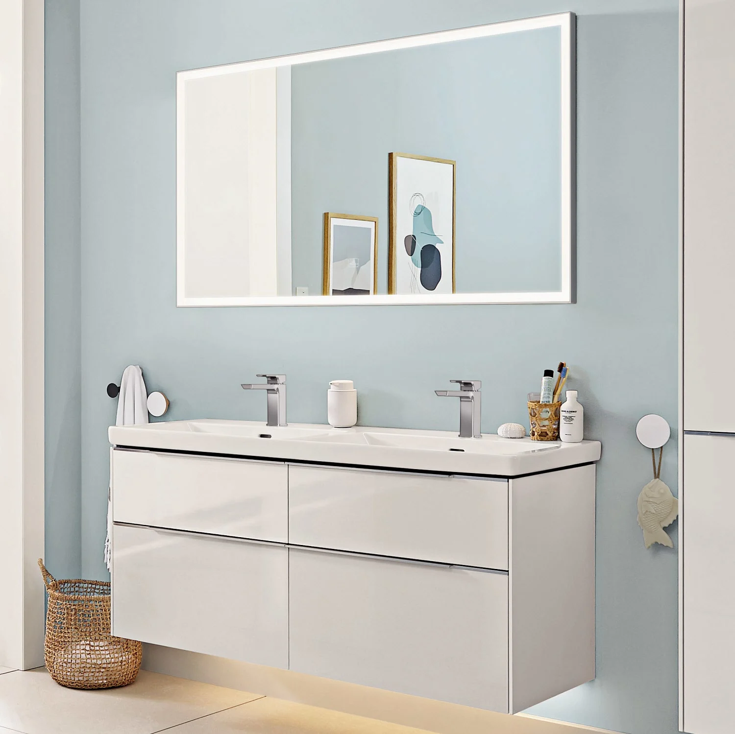 Villeroy & Boch Subway 3.0 Möbelset mit 4 Auszüge, mit Spiegel, 130 cm