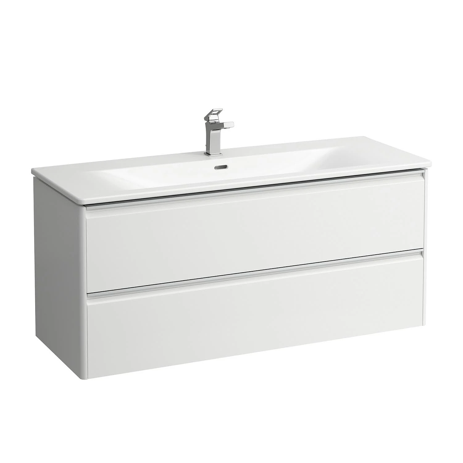 LAUFEN Palace Waschtischkombination 120 cm mit Griffleiste eloxiert und 1 Hahnloch