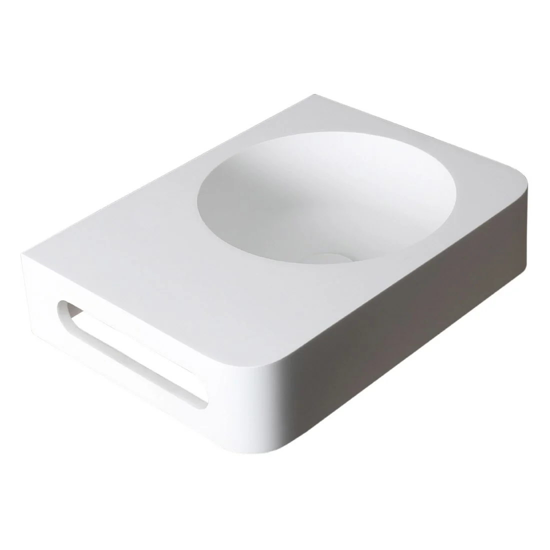 Kronenbach Stone Handwaschbecken 45 x 33 cm Becken rechts ohne Hahnlochbohrung, mit Handtuchhalterung