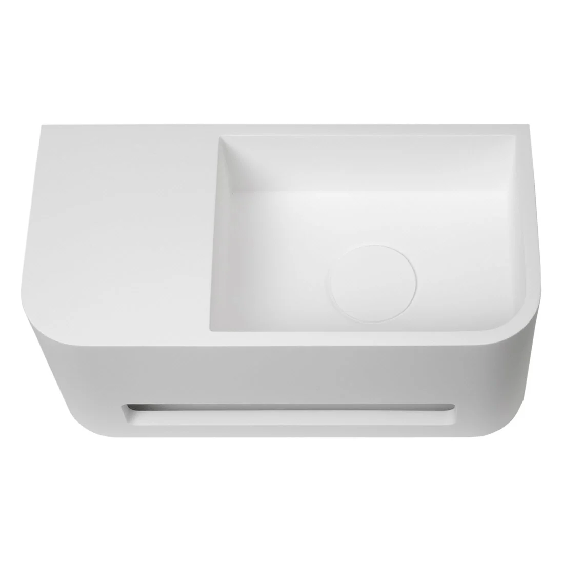 Kronenbach Stone Handwaschbecken 38 x 19 cm Becken rechts ohne Hahnlochbohrung, mit Handtuchhalterung