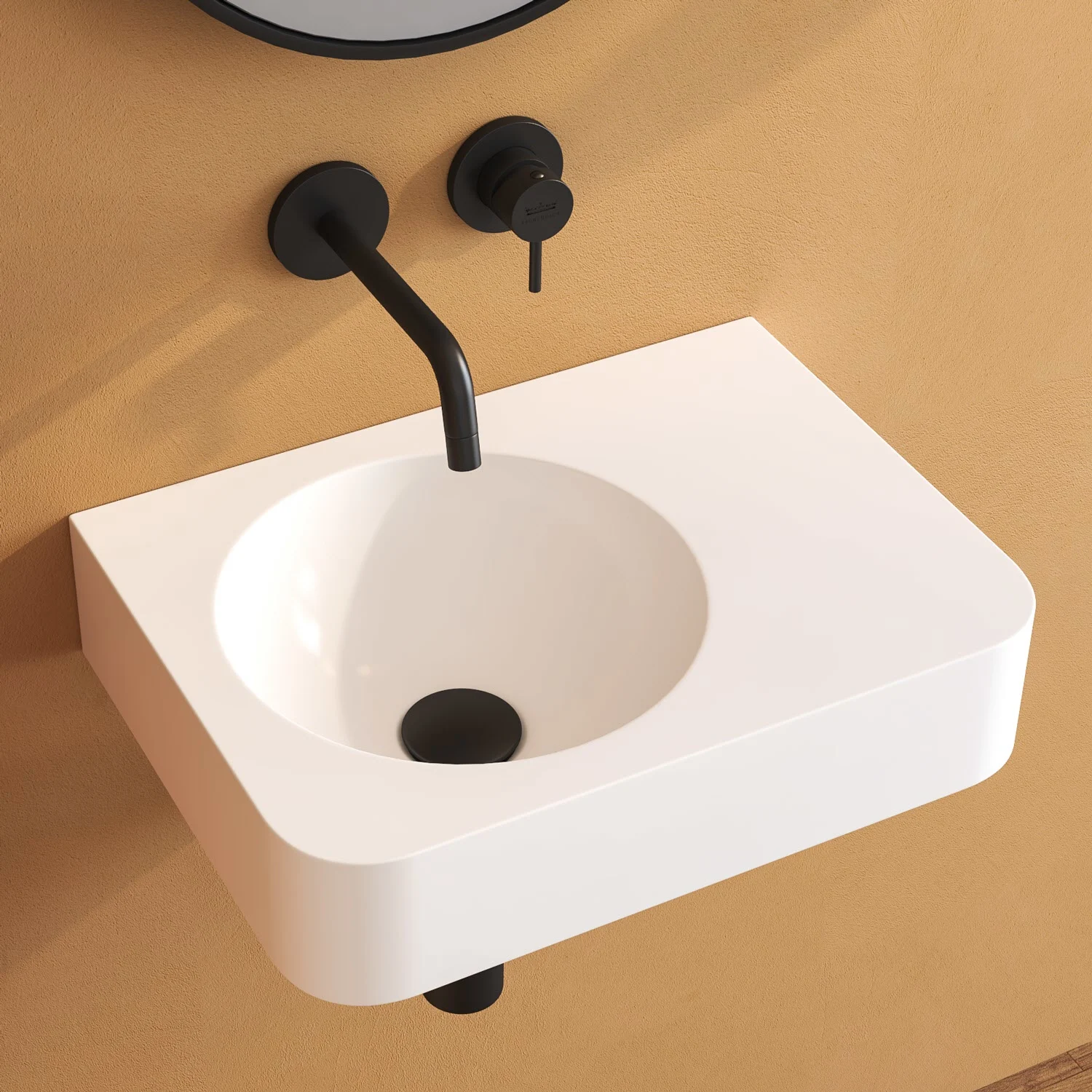 Kronenbach Stone Handwaschbecken 45 x 33 cm Becken links ohne Hahnlochbohrung