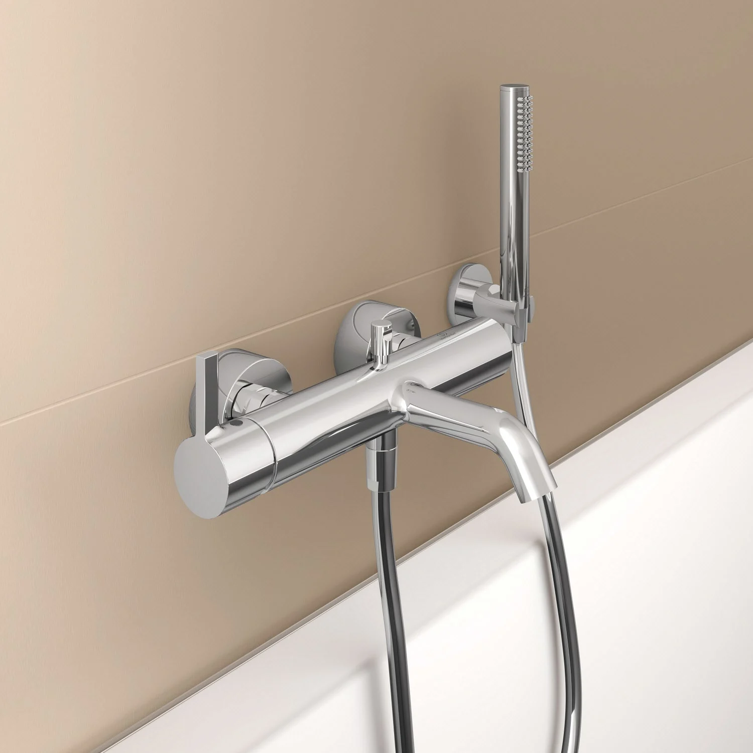 Ideal Standard Joy Badearmatur mit Brauseset, runde Rosetten, eigensicher