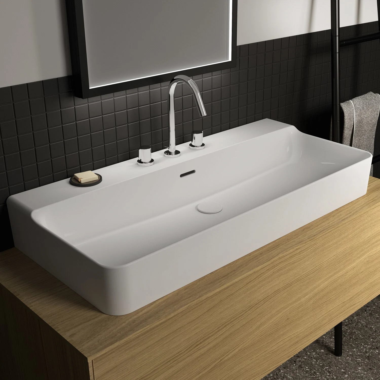 Ideal Standard Conca Waschtisch 100 cm, 3 Hahnlöcher, mit Überlauf Ideal Standard Conca Waschtisch 100 cm, 3 Hahnlöcher, mit Überlauf