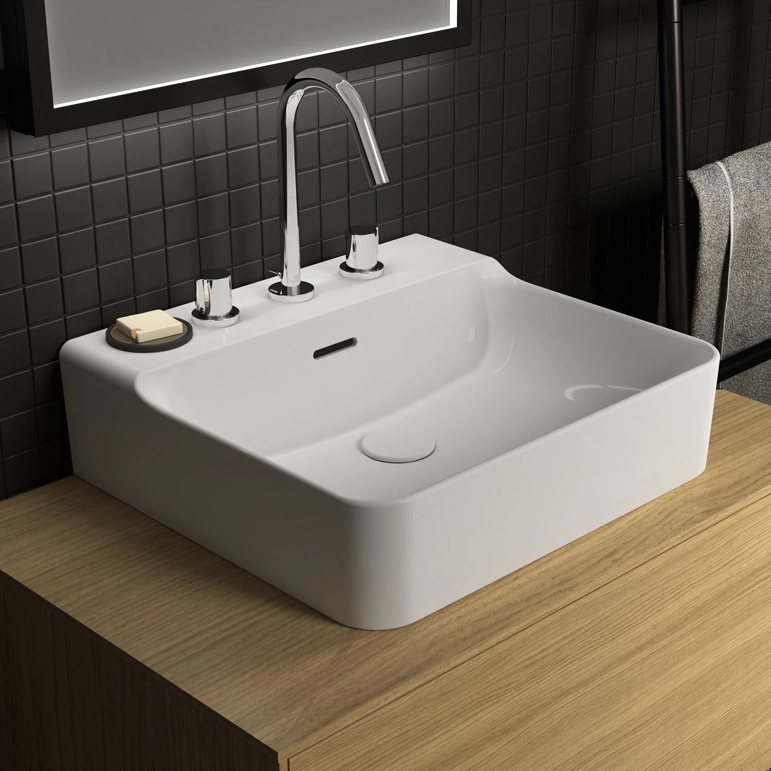 Ideal Standard Conca Waschtisch 50 cm, 3 Hahnlöcher, mit Überlauf Ideal Standard Conca Waschtisch 50 cm, 3 Hahnlöcher, mit Überlauf