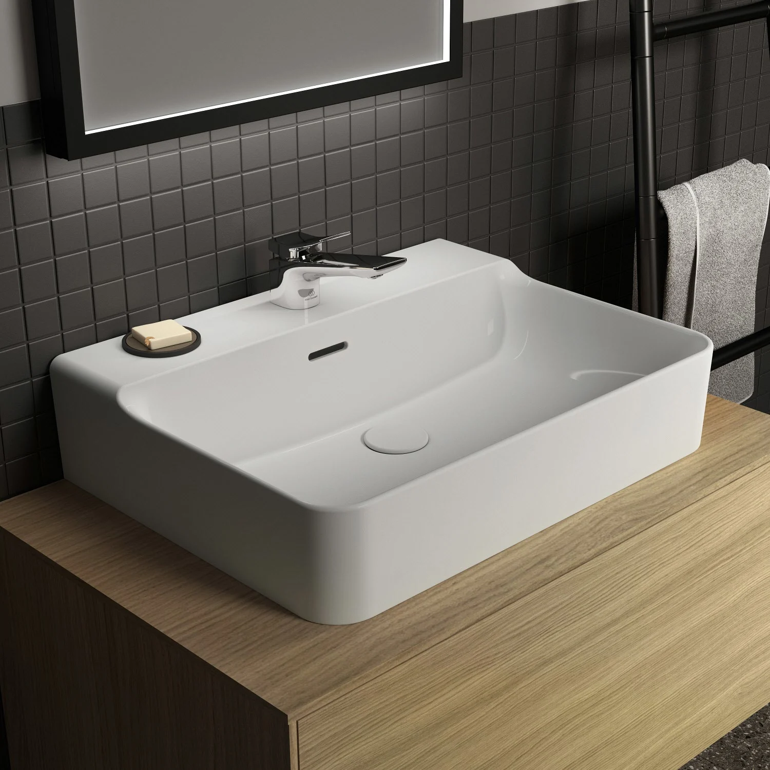 Ideal Standard Conca Waschtisch 60 cm, 1 Hahnloch, mit Überlauf Ideal Standard Conca Waschtisch 60 cm, 1 Hahnloch, mit Überlauf