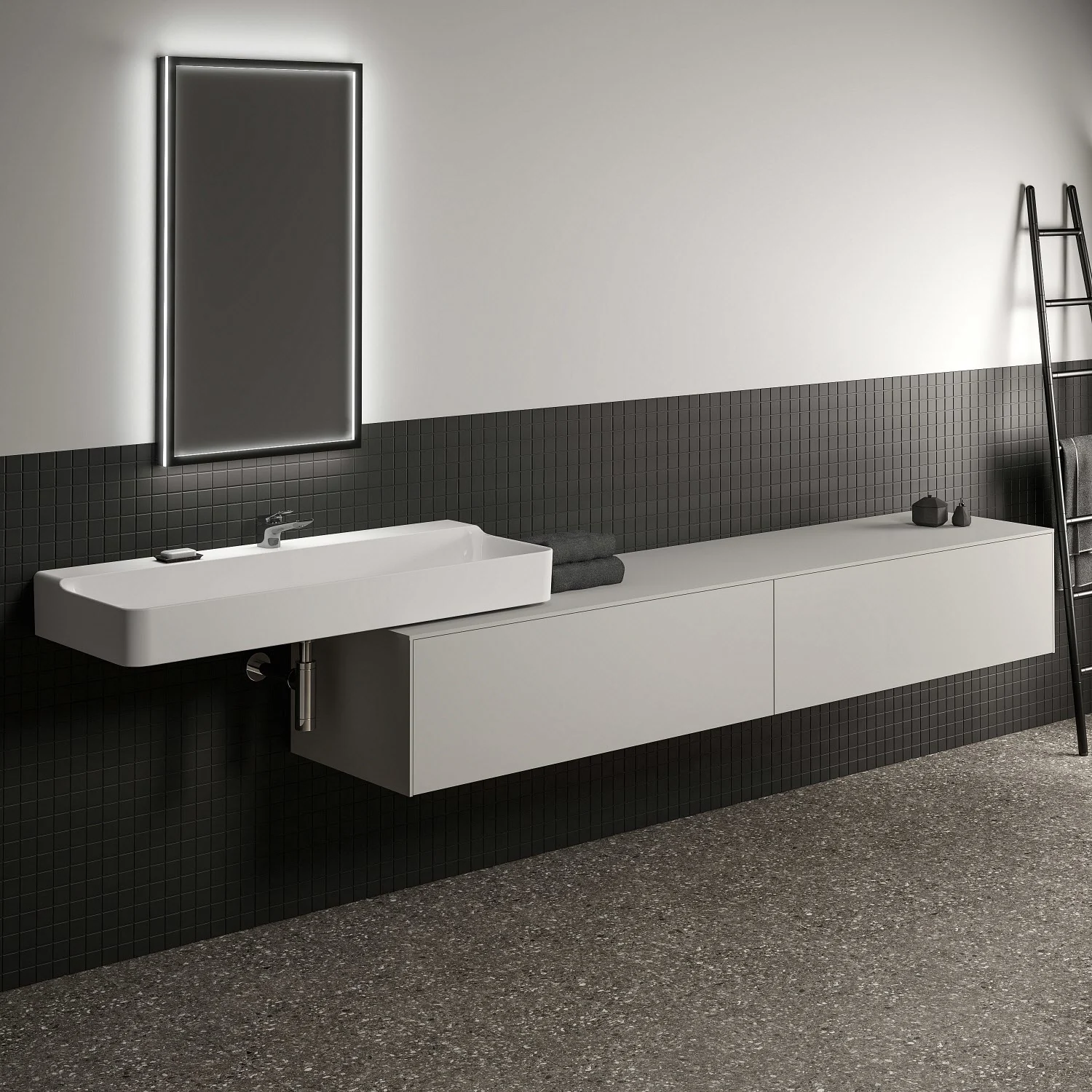 Ideal Standard Conca Waschtischunterschrank 240 cm, ohne Ausschnitt, 2 Auszüge Ideal Standard Conca Waschtischunterschrank 240 cm, ohne Ausschnitt, 2 Auszüge