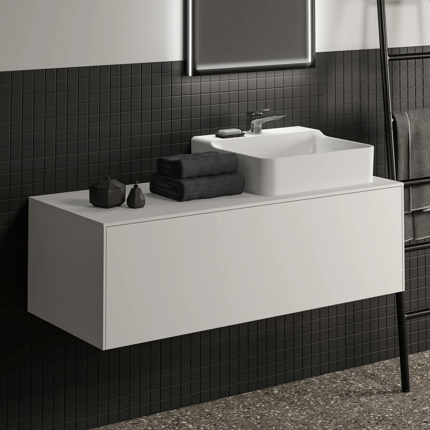 Ideal Standard Conca Waschtischunterschrank 120 cm, mit Ausschnitt wählbar, 1 Auszug Ideal Standard Conca Waschtischunterschrank 120 cm, mit Ausschnitt wählbar, 1 Auszug