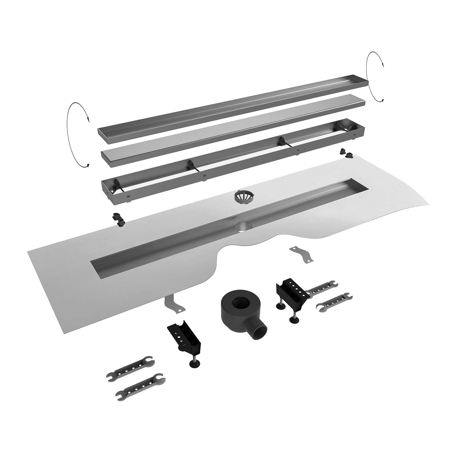 Sturotec Duschrinne 100 cm, Komplettset mit Designabdeckung Sturotec Duschrinne 100 cm, Komplettset mit Designabdeckung