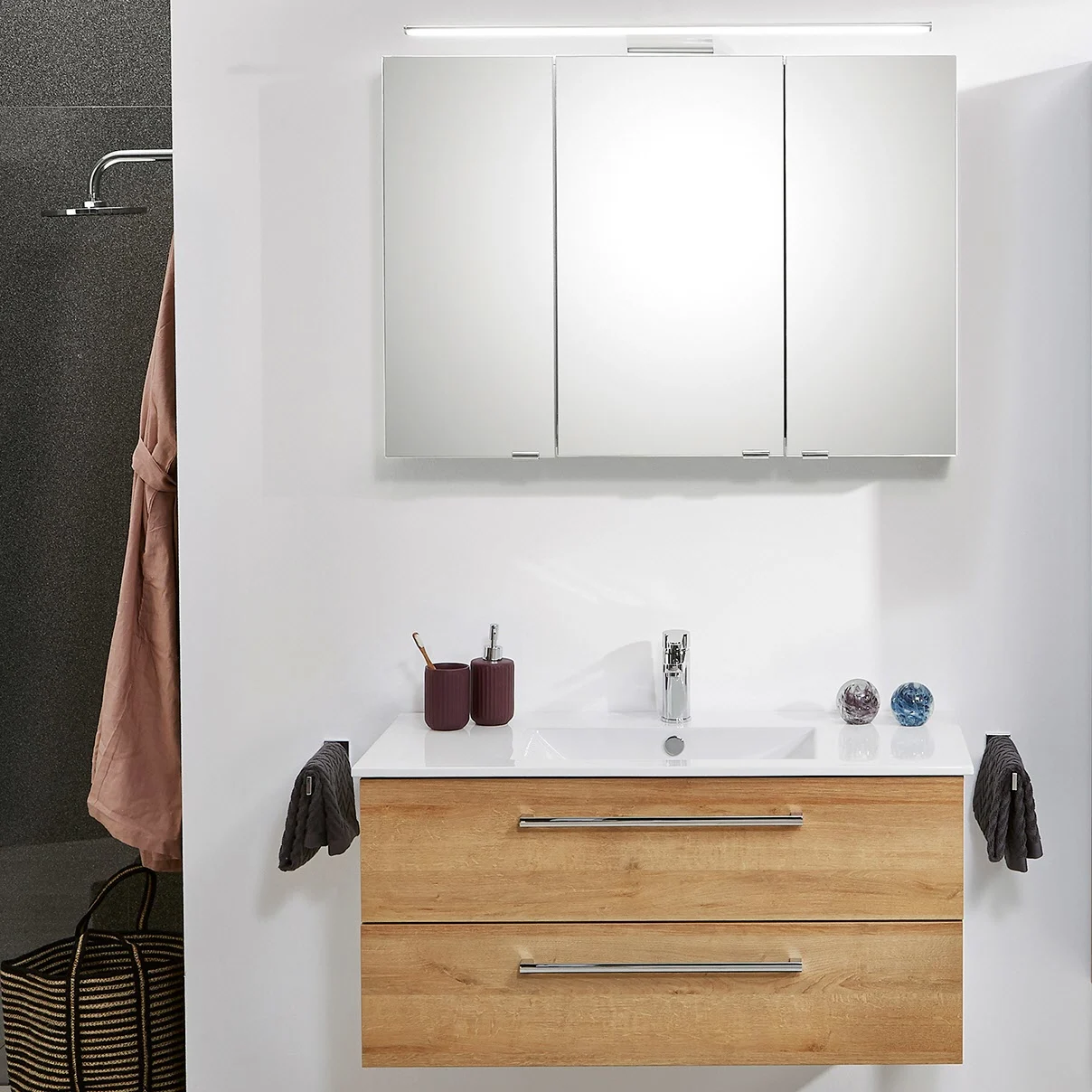 Steinkamp Life 2.0 Badmöbel Set 101 cm mit LED-Spiegelschrank