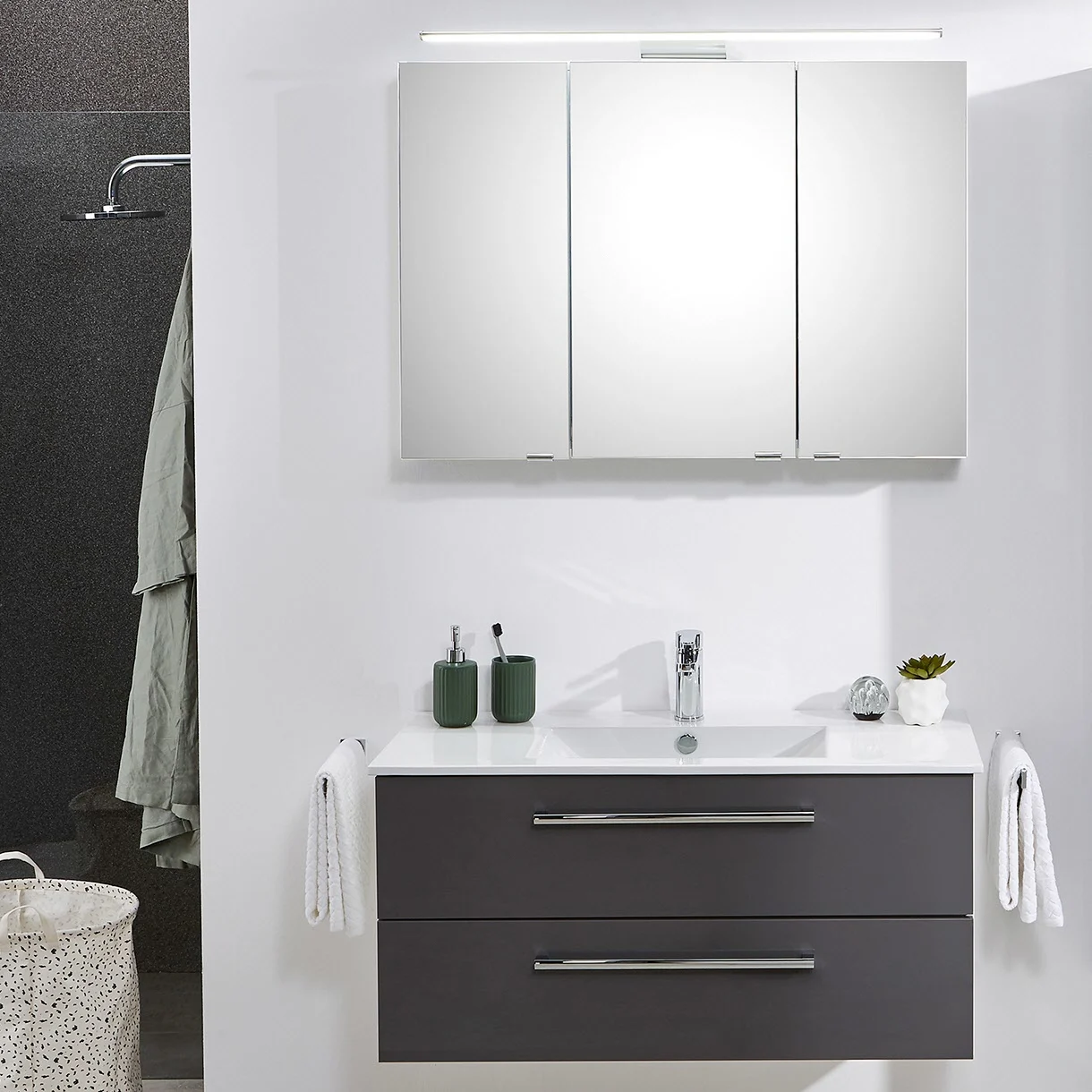 Steinkamp Life 2.0 Badmöbel Set 101 cm mit LED-Spiegelschrank