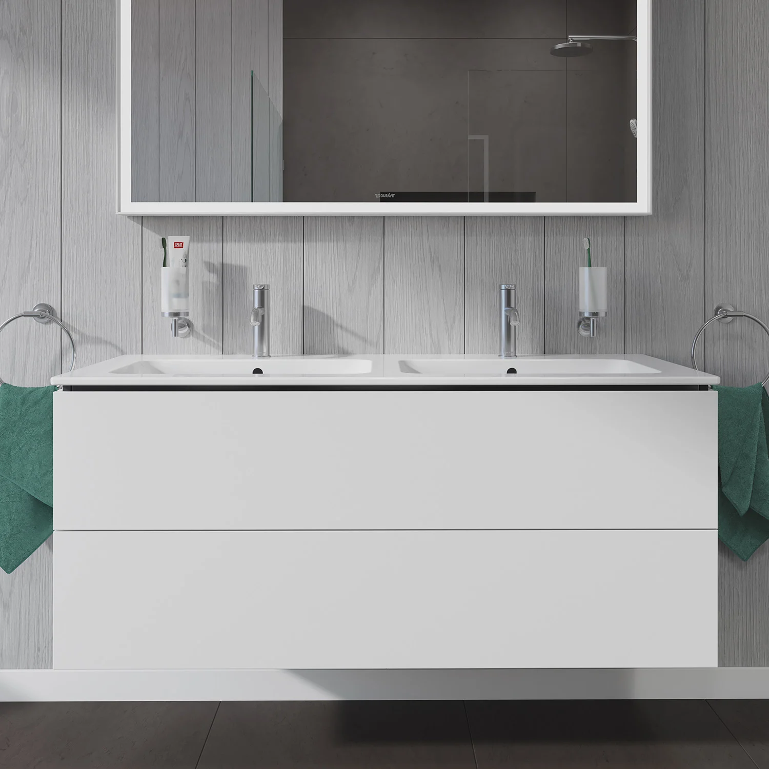 Duravit L-Cube Waschtischunterbau wandhängend mit 2 Auszügen, 129 x 48,1 cm