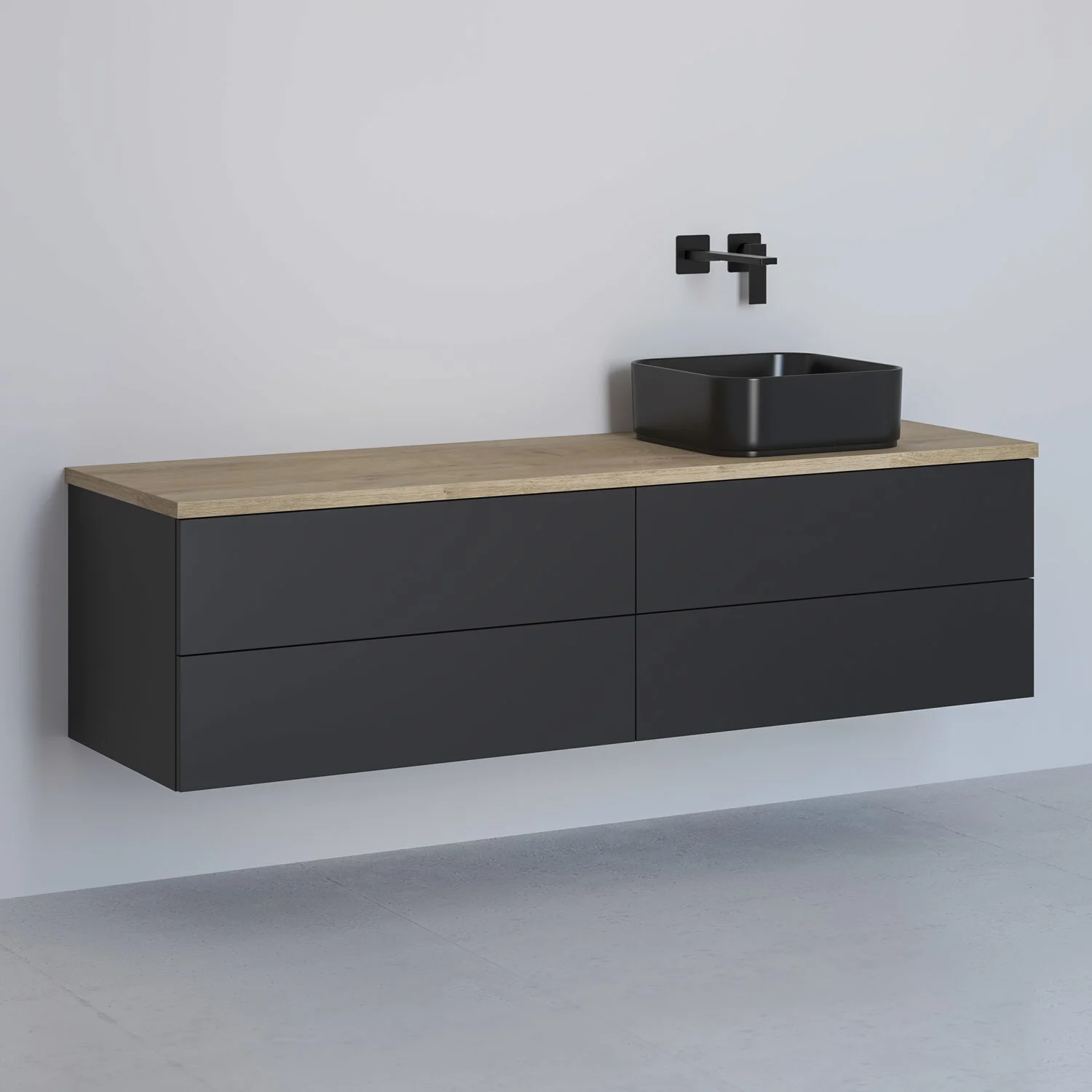 Kronenbach Cube Waschtischkonsole 161 cm mit 4 Auszügen und TIP-ON